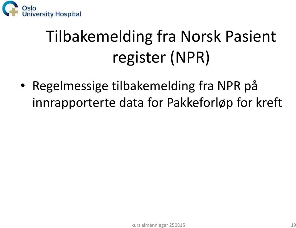 tilbakemelding fra NPR på