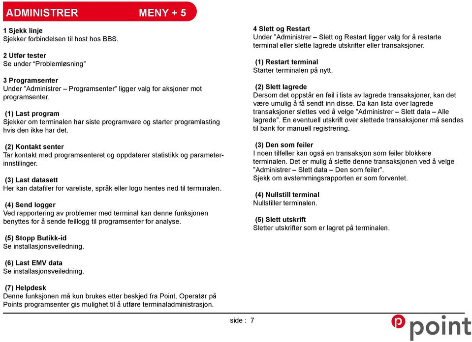 (1) Last program Sjekker om terminalen har siste programvare og starter programlasting hvis den ikke har det.