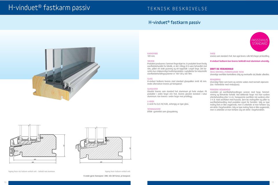 Andre alternativer leveres på forespørsel. lister list leveres som standard hvit aluminium på hvite vinduer. På produkter i andre farger enn hvit, leveres glasslist standard i natur aluminium.