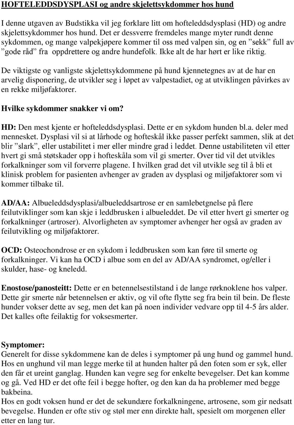 HOFTELEDDSDYSPLASI og andre skjelettsykdommer hos hund - PDF Gratis  nedlasting