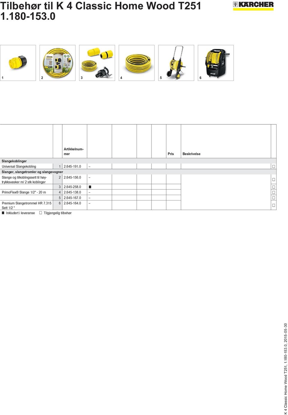 m/ 2 stk koblinger 2 2.645-156.0 3 2.645-258.0 PrimoFlex Slange 1/2" - 20 m 4 2.645-138.