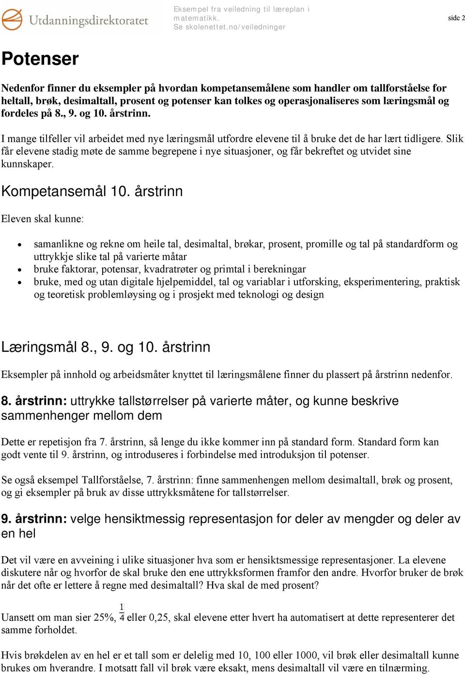 Slik får elevene stadig møte de samme begrepene i nye situasjoner, og får bekreftet og utvidet sine kunnskaper. Kompetansemål 10.