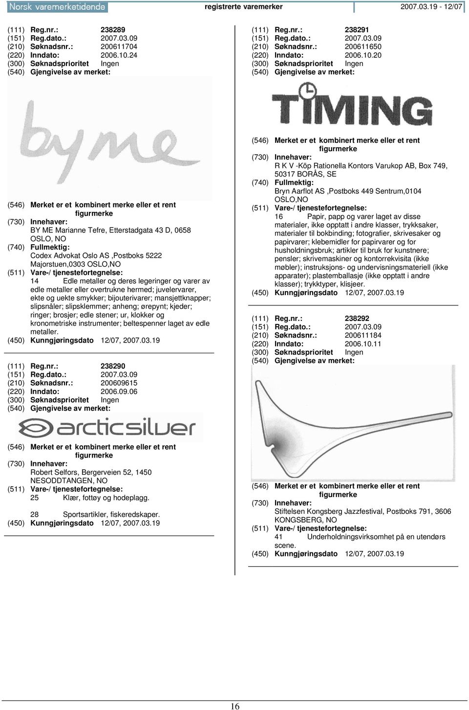 hermed; juvelervarer, ekte og uekte smykker; bijouterivarer; mansjettknapper; slipsnåler; slipsklemmer; anheng; ørepynt; kjeder; ringer; brosjer; edle stener; ur, klokker og kronometriske