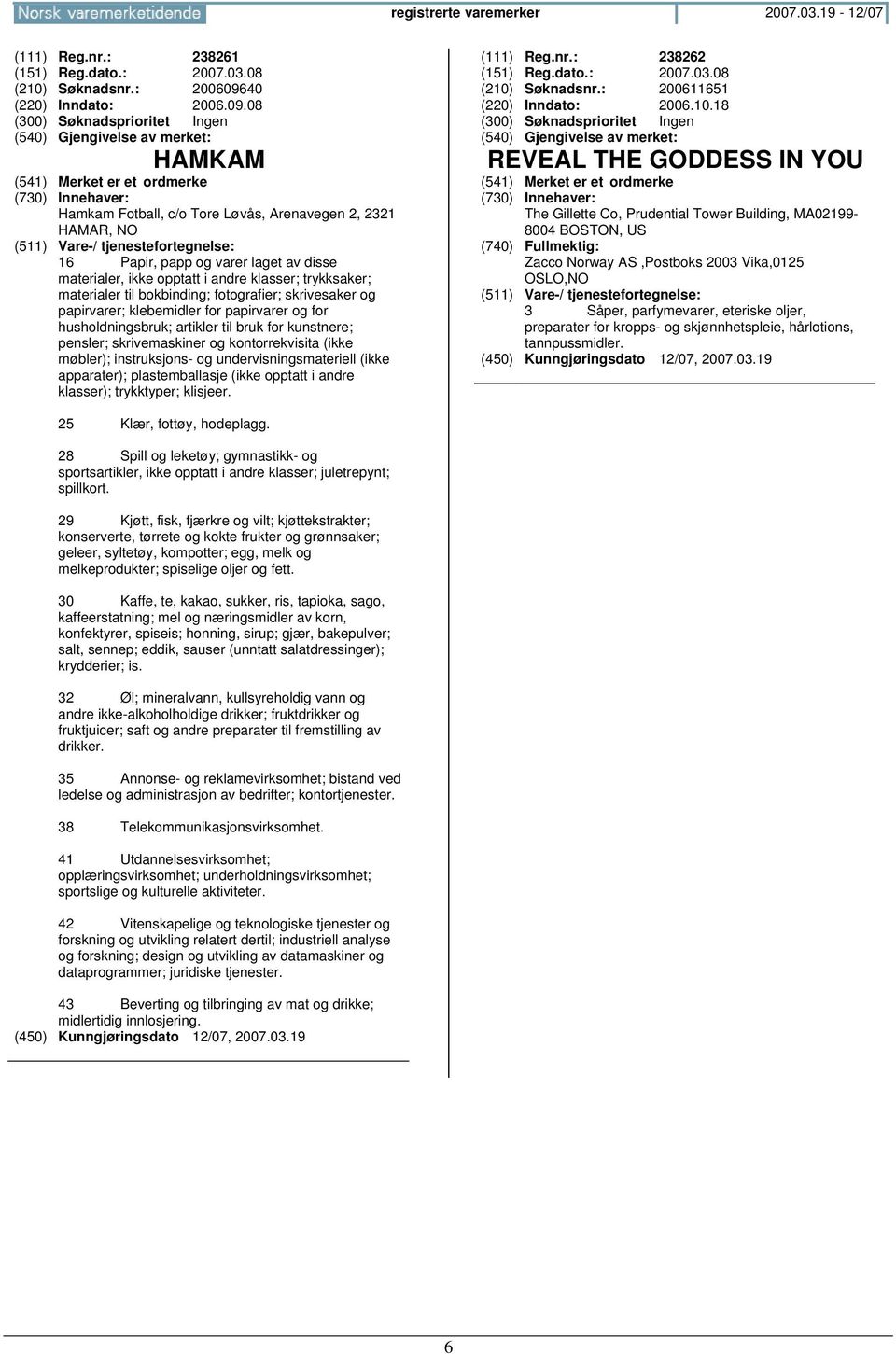 08 HAMKAM Hamkam Fotball, c/o Tore Løvås, Arenavegen 2, 2321 HAMAR, NO 16 Papir, papp og varer laget av disse materialer, ikke opptatt i andre klasser; trykksaker; materialer til bokbinding;