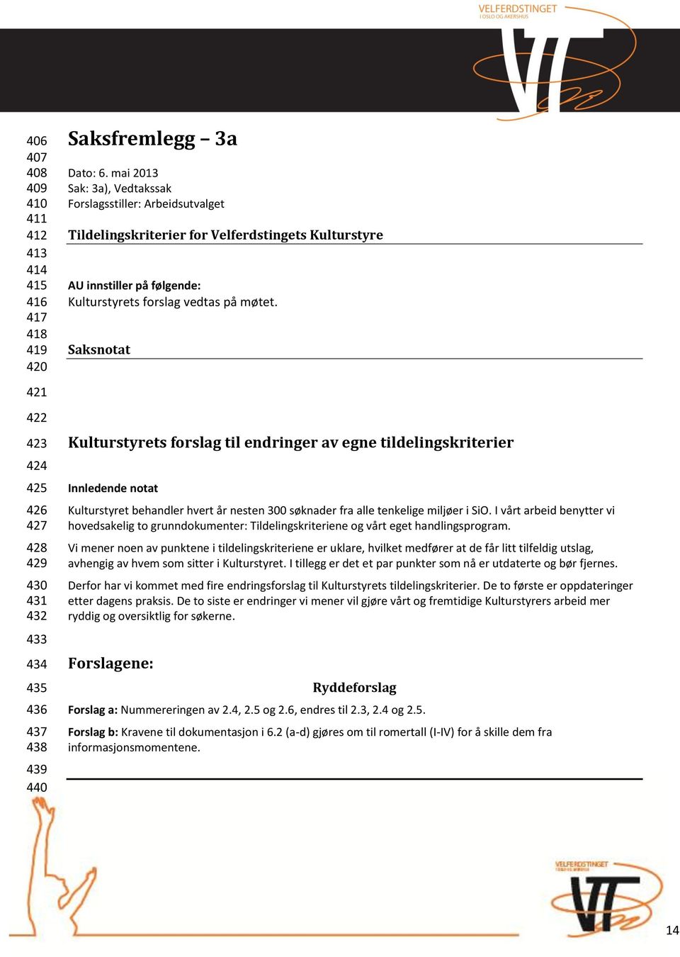 Saksnotat Kulturstyrets forslag til endringer av egne tildelingskriterier Innledende notat Kulturstyret behandler hvert år nesten 300 søknader fra alle tenkelige miljøer i SiO.