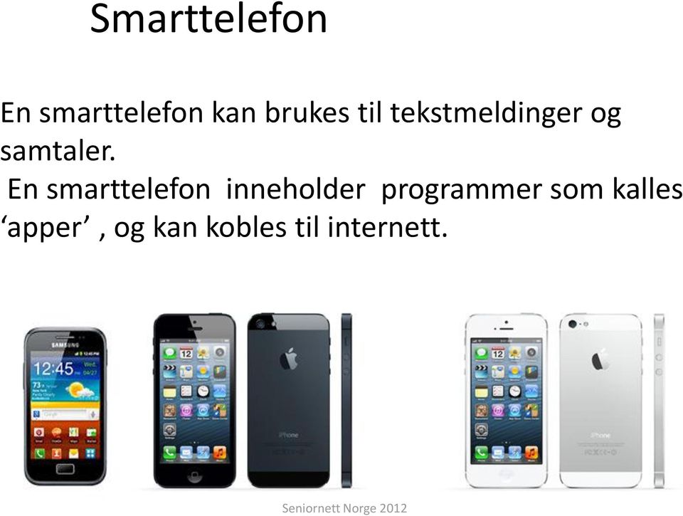 En smarttelefon inneholder programmer