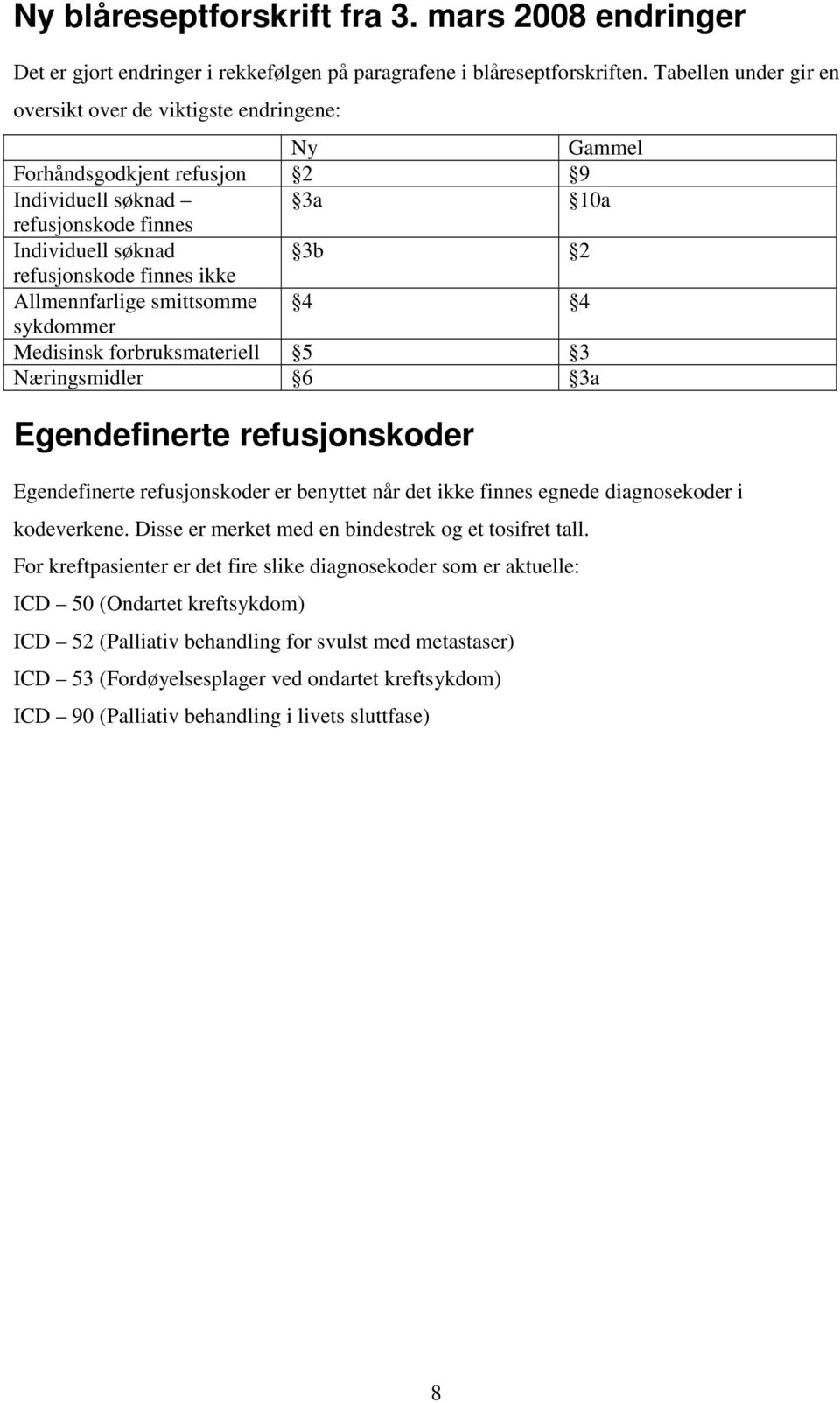 Allmennfarlige smittsomme 4 4 sykdommer Medisinsk forbruksmateriell 5 3 Næringsmidler 6 3a Egendefinerte refusjonskoder Egendefinerte refusjonskoder er benyttet når det ikke finnes egnede