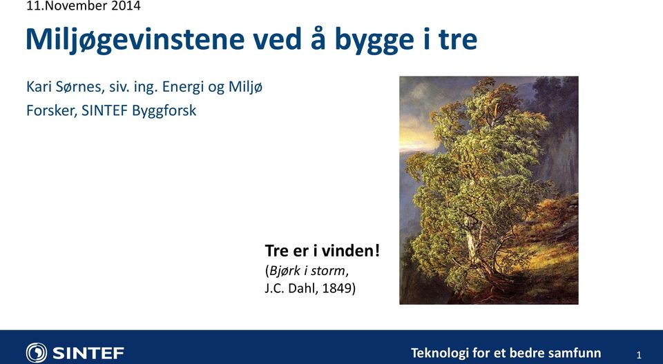 Energi og Miljø Forsker, SINTEF Byggforsk