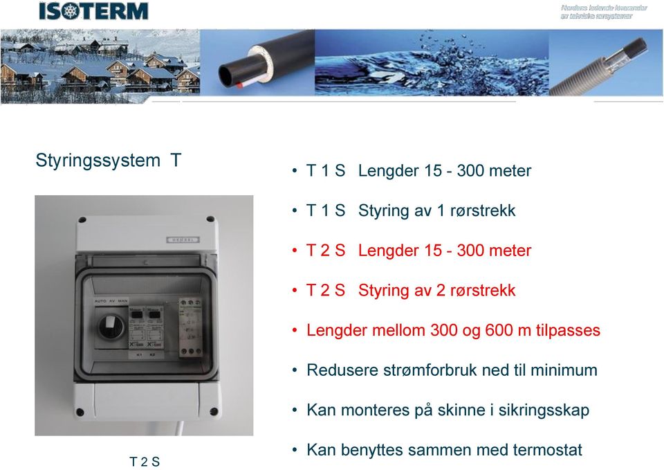 Lengder mellom 300 og 600 m tilpasses Redusere strømforbruk ned til