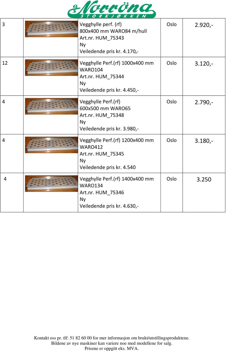 3.980, 4 Vegghylle Perf.(rf) 1200x400 mm WARO412 Art.nr. HUM_75345 Ny Veiledende pris kr. 4.540 4 Vegghylle Perf.