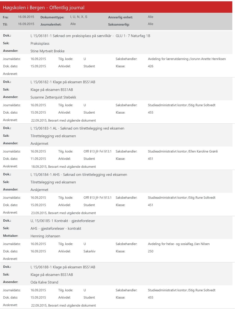 2015 Arkivdel: Student 455 22.09.