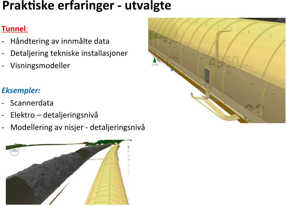 Visningsmodeller Eksempler: - Scannerdata - Elektro