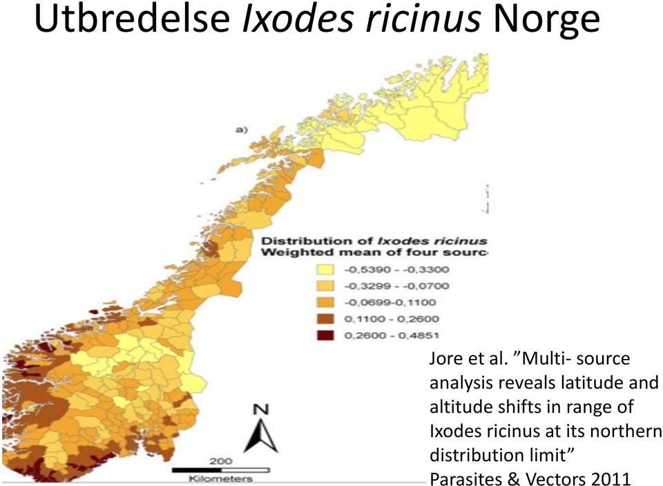 altitude shifts in range of Ixodes ricinus at