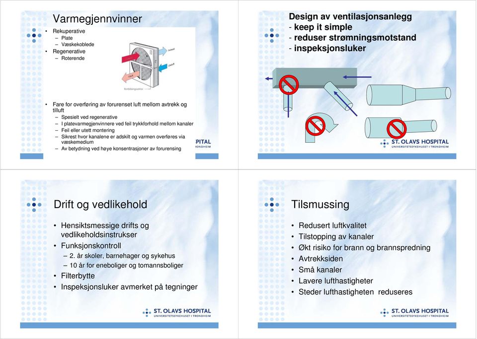 via væskemedium Av betydning ved høye konsentrasjoner av forurensing Drift og vedlikehold Hensiktsmessige drifts og vedlikeholdsinstrukser Funksjonskontroll 2.