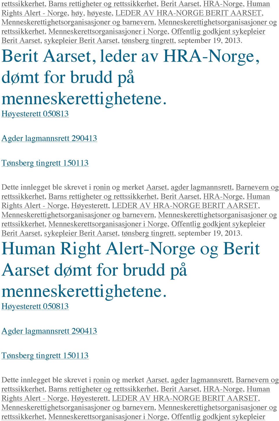 av HRA-Norge, dømt for brudd på Human Right