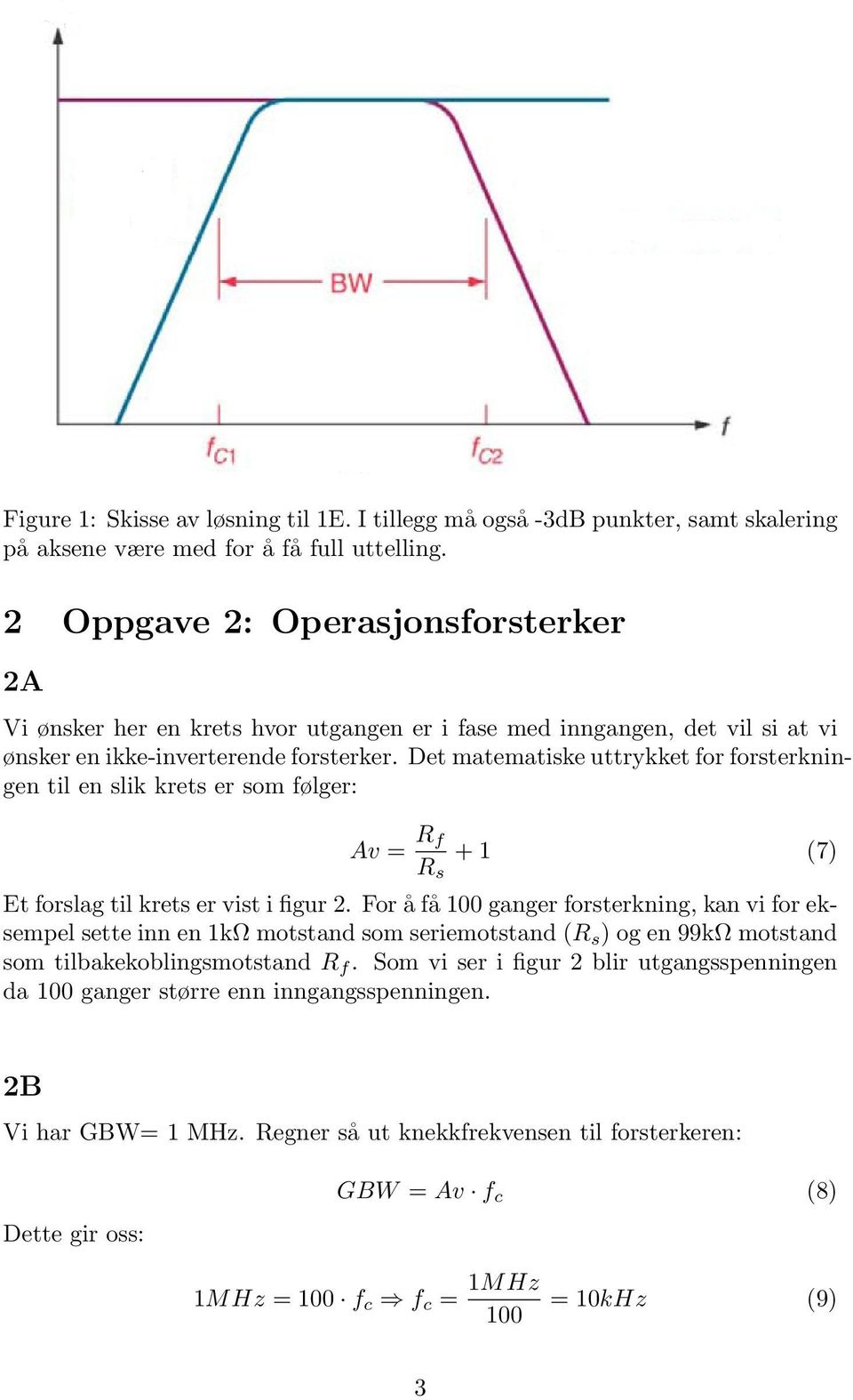 Det matematiske uttrykket for forsterkningen til en slik krets er som følger: Av = R f R s + 1 (7) Et forslag til krets er vist i figur 2.