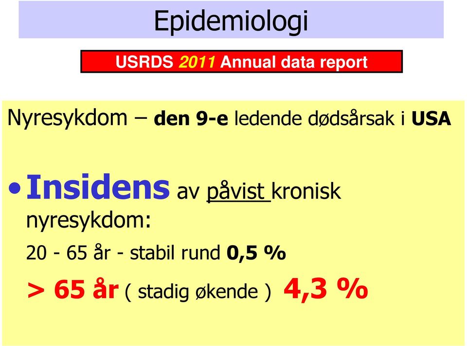 Insidens av påvist kronisk nyresykdom: 20-65