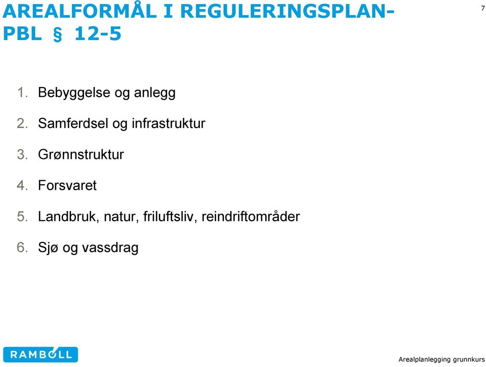 Samferdsel og infrastruktur 3. Grønnstruktur 4.