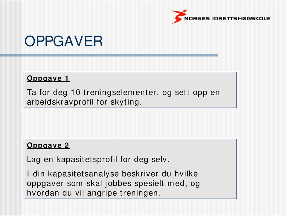 Oppgave 2 Lag en kapasitetsprofil for deg selv.