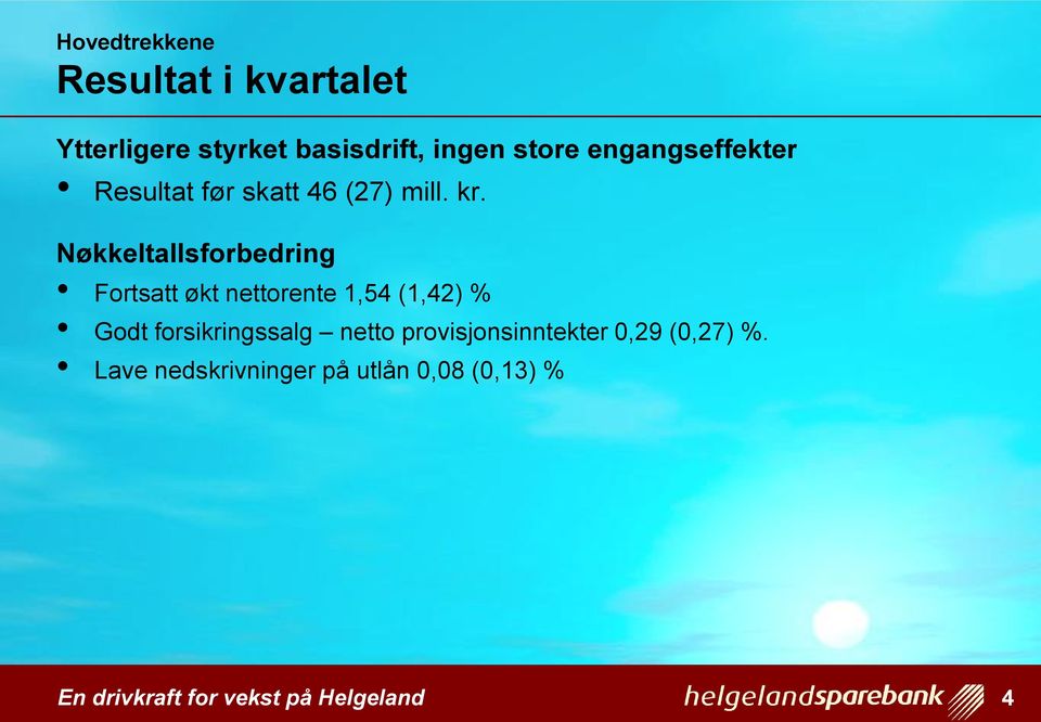 Nøkkeltallsforbedring Fortsatt økt nettorente 1,54 (1,42) % Godt