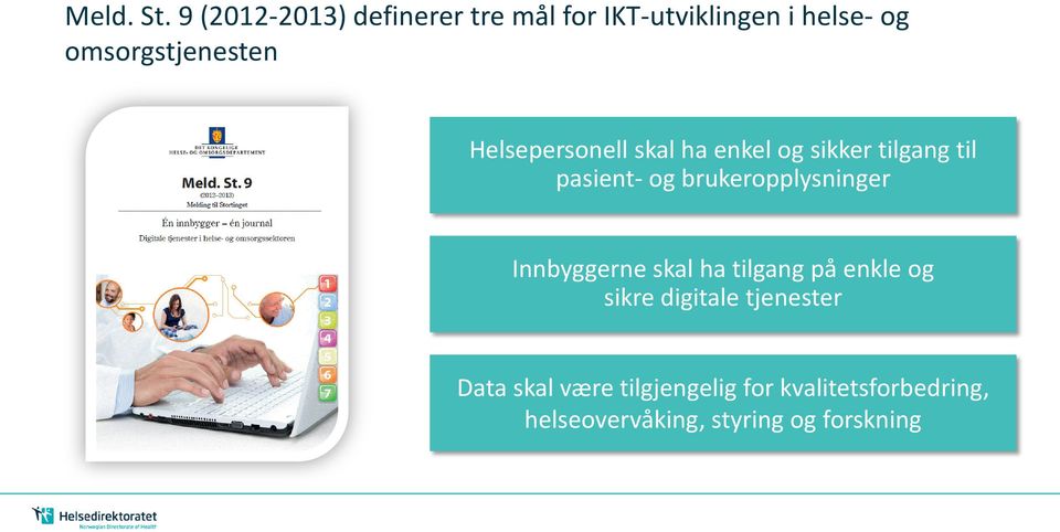 Helsepersonell skal ha enkel og sikker tilgang til pasient- og brukeropplysninger