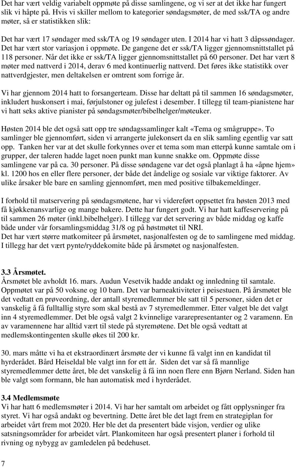 Det har vært stor variasjon i oppmøte. De gangene det er ssk/ta ligger gjennomsnittstallet på 118 personer. Når det ikke er ssk/ta ligger gjennomsnittstallet på 60 personer.