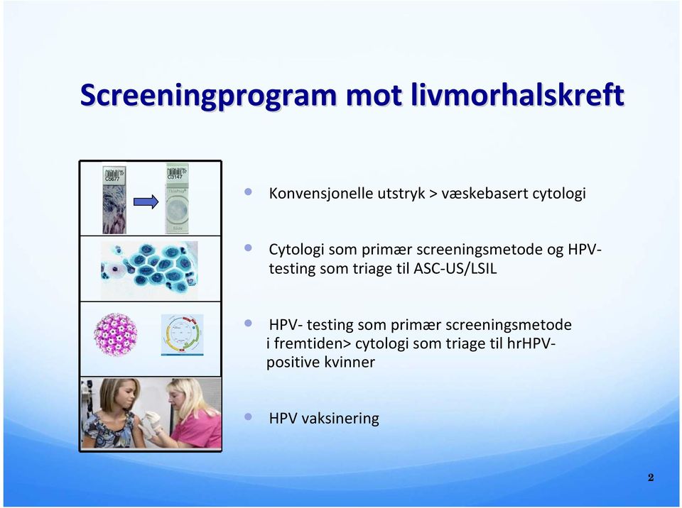 HPVtesting som triage til ASC US/LSIL HPV testing som primær