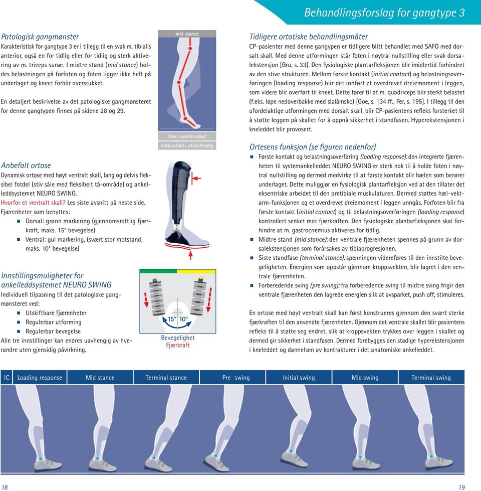 En detaljert beskrivelse av det patologiske gangmønsteret for denne gangtypen finnes på sidene 28 og 29.