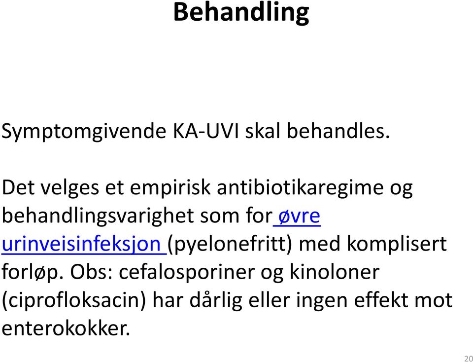 forøvre urinveisinfeksjon (pyelonefritt) med komplisert forløp.