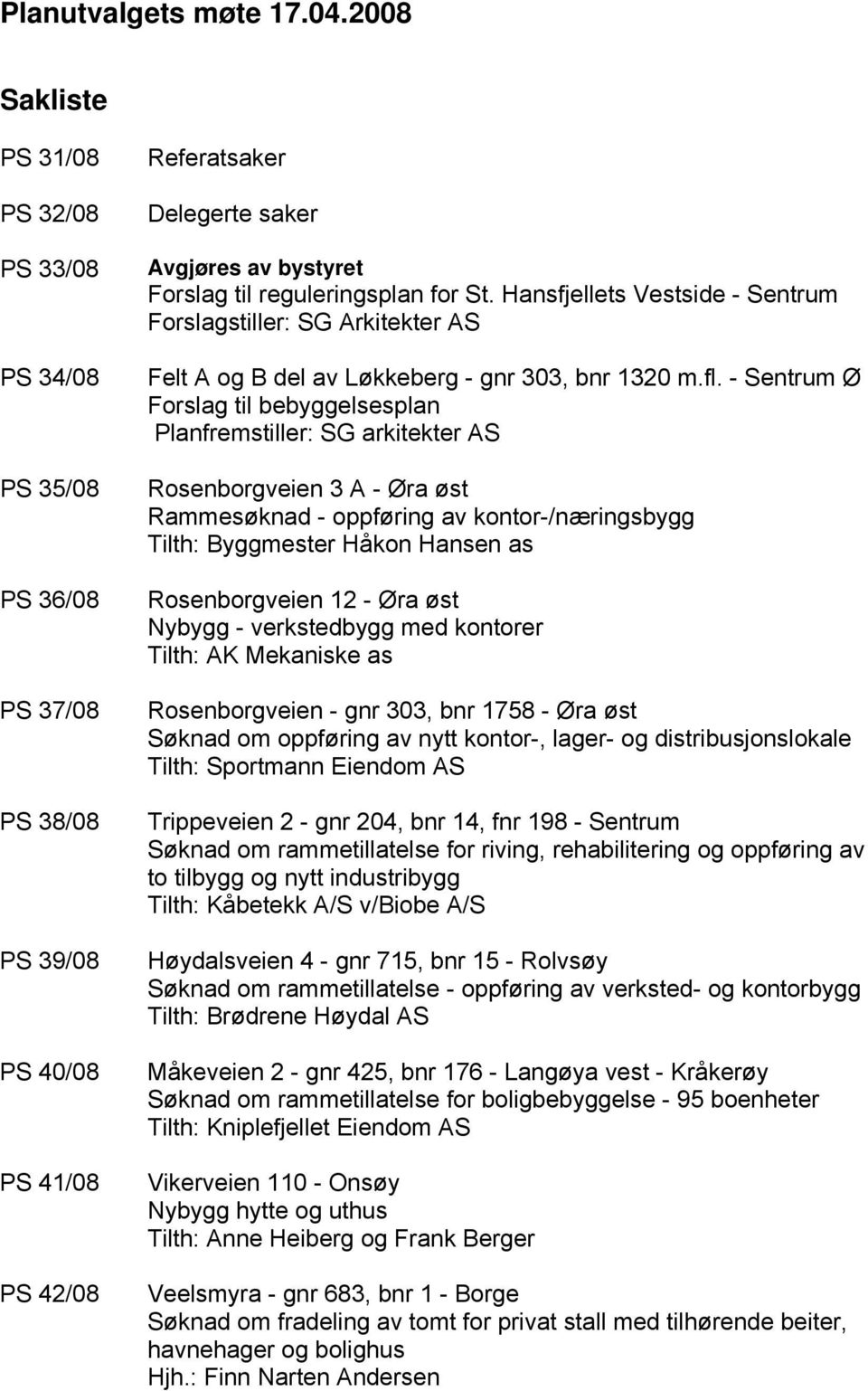 for St. Hansfjellets Vestside - Sentrum Forslagstiller: SG Arkitekter AS Felt A og B del av Løkkeberg - gnr 303, bnr 1320 m.fl.