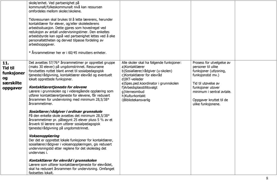 Den enkeltes arbeidsbyrde kan også ved partsenighet lettes ved å øke personaltettheten og derved tilpasse fordeling av arbeidsoppgaver. * Årsrammetimer her er i 60/45 minutters enheter. 11.