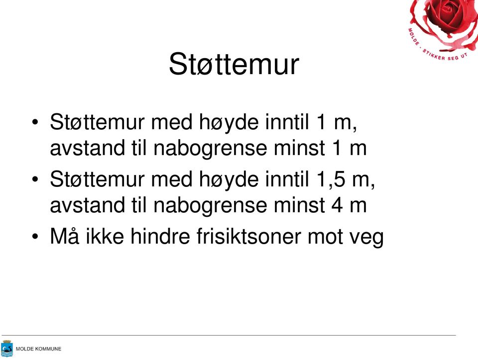 med høyde inntil 1,5 m, avstand til