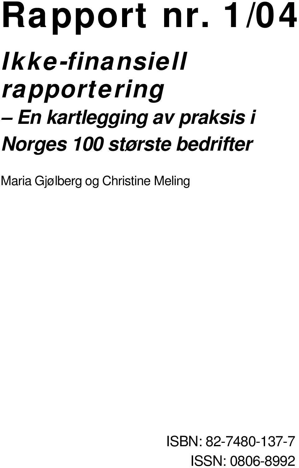 kartlegging av praksis i Norges 100 største