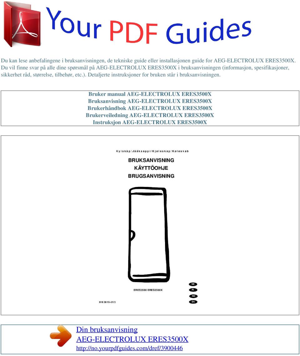 Din bruksanvisning AEG-ELECTROLUX ERES3500X - PDF Gratis nedlasting