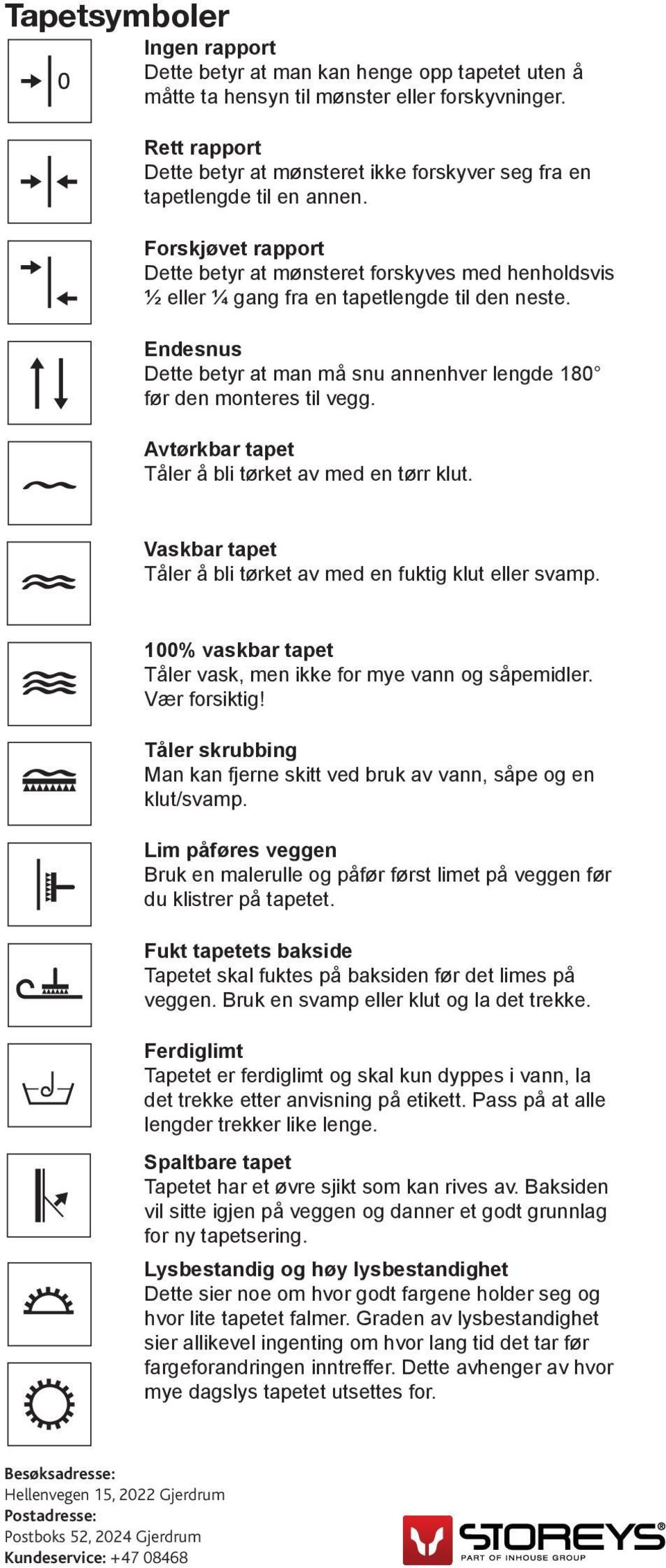 Forskjøvet rapport Dette betyr at mønsteret forskyves med henholdsvis ½ eller ¼ gang fra en tapetlengde til den neste.