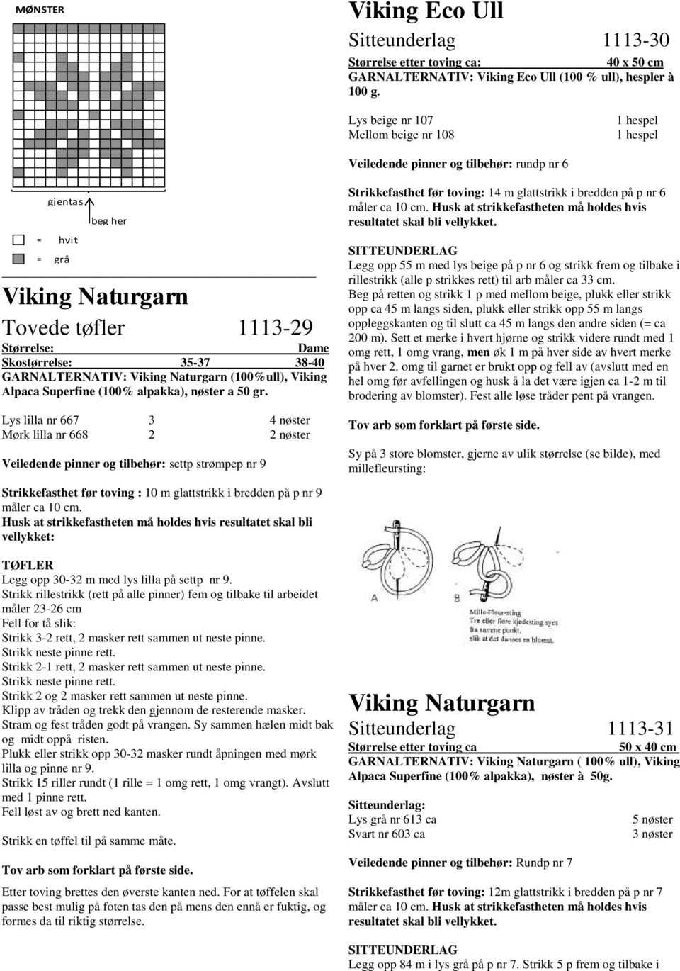 GARNALTERNATIV: (100%ull), Viking Alpaca Superfine (100% alpakka), nøster a Lys lilla nr 667 3 4 nøster Mørk lilla nr 668 2 2 nøster Veiledende pinner og tilbehør: settp strømpep nr 9 Strikkefasthet