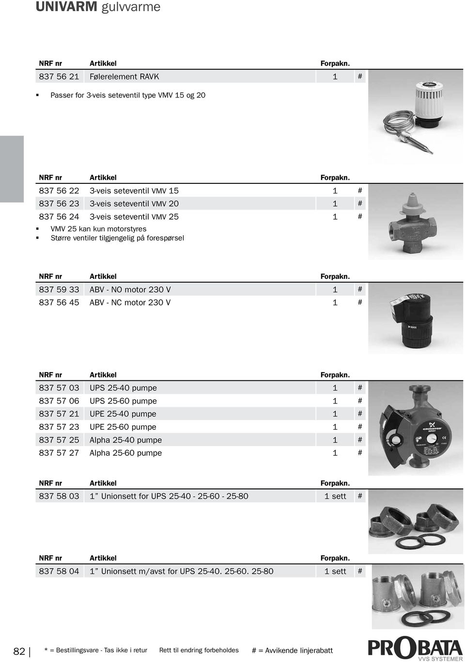 57 06 UPS 25-60 pumpe 1 # 837 57 21 UPE 25-40 pumpe 1 # 837 57 23 UPE 25-60 pumpe 1 # 837 57 25 Alpha 25-40 pumpe 1 # 837 57 27 Alpha 25-60 pumpe 1 # 837 58 03 1 Unionsett for UPS 25-40