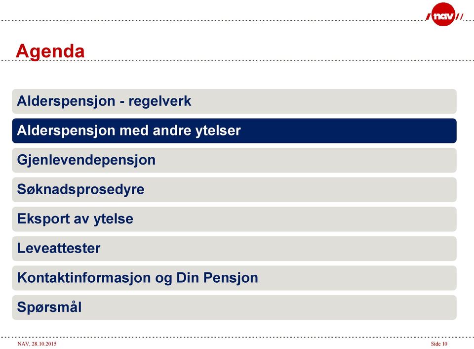 Søknadsprosedyre Eksport av ytelse Leveattester