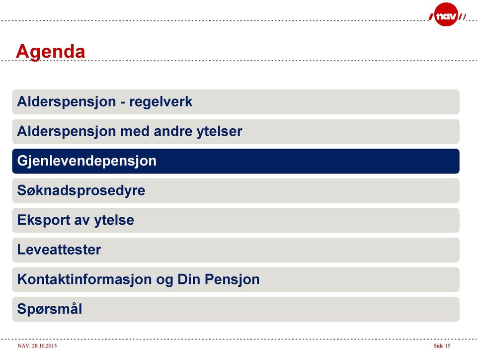 Søknadsprosedyre Eksport av ytelse Leveattester