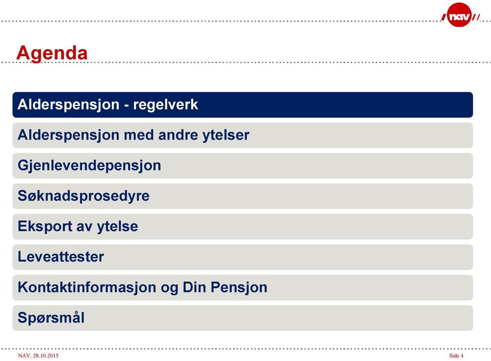 Søknadsprosedyre Eksport av ytelse Leveattester