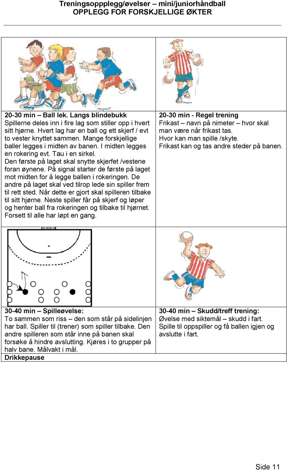 På signal starter de første på laget mot midten for å legge ballen i rokeringen. De andre på laget skal ved tilrop lede sin spiller frem til rett sted.