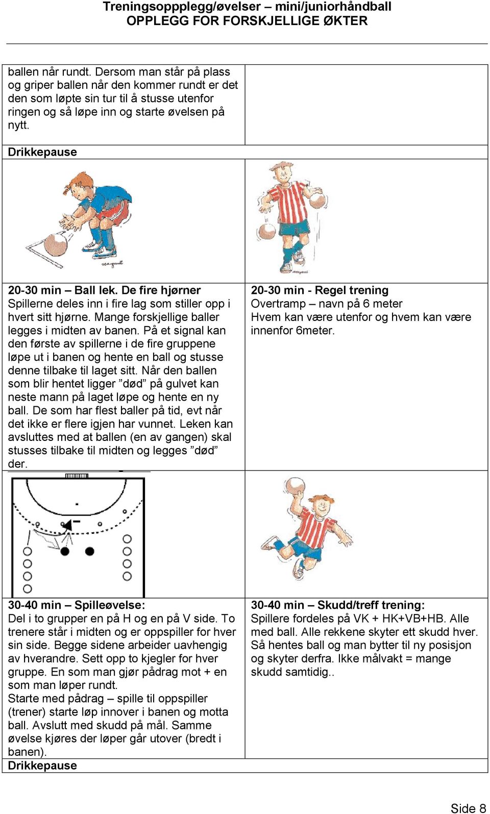 På et signal kan den første av spillerne i de fire gruppene løpe ut i banen og hente en ball og stusse denne tilbake til laget sitt.