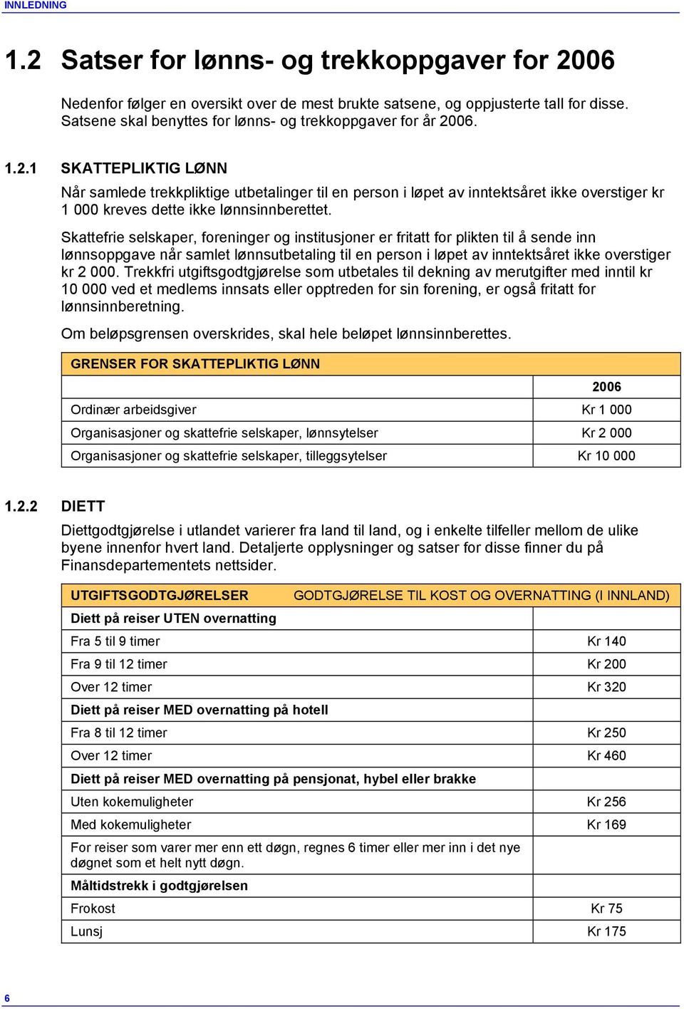 06. 1.2.1 SKATTEPLIKTIG LØNN Når samlede trekkpliktige utbetalinger til en person i løpet av inntektsåret ikke overstiger kr 1 000 kreves dette ikke lønnsinnberettet.