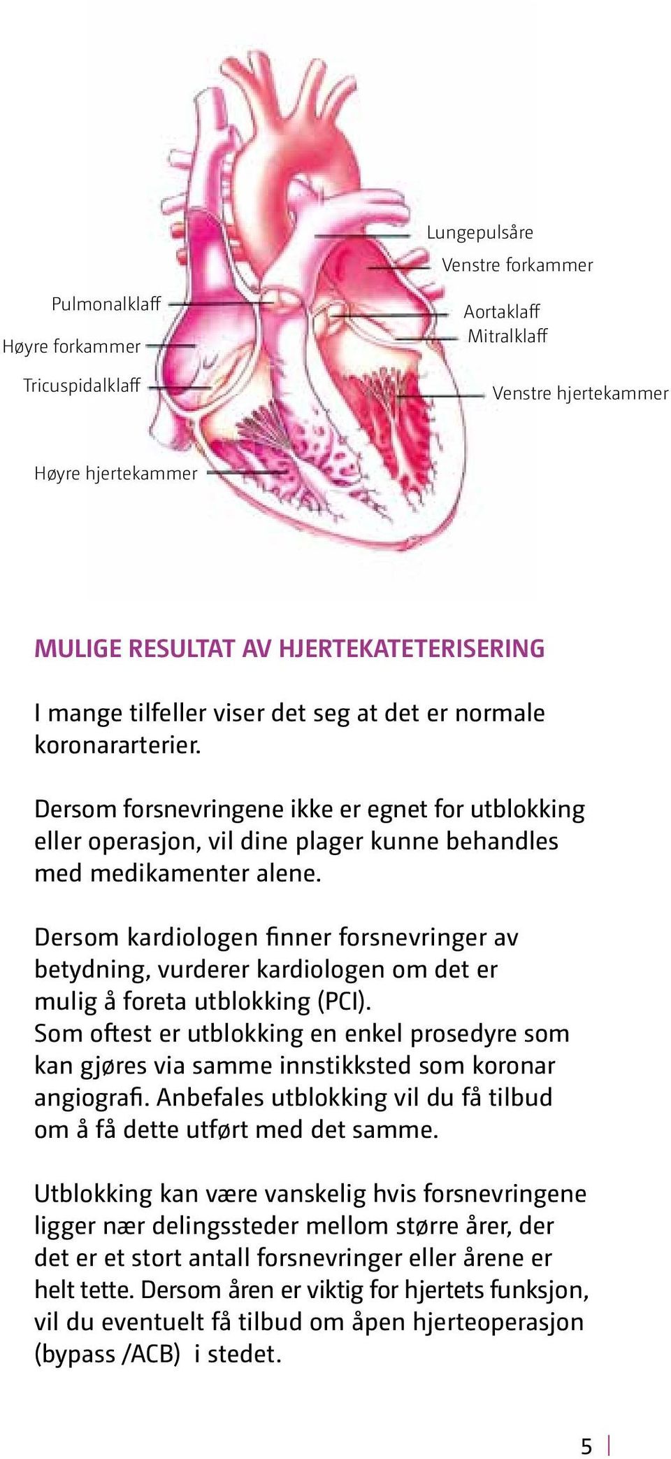 Dersom kardiologen finner forsnevringer av betydning, vurderer kardiologen om det er mulig å foreta utblokking (PCI).