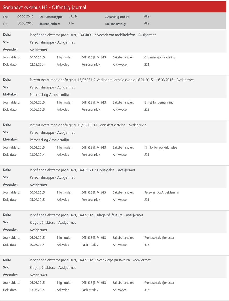 dato: 28.04.2014 Arkivdel: Personalarkiv Arkivkode: 221 Inngående eksternt produsert, 14/027