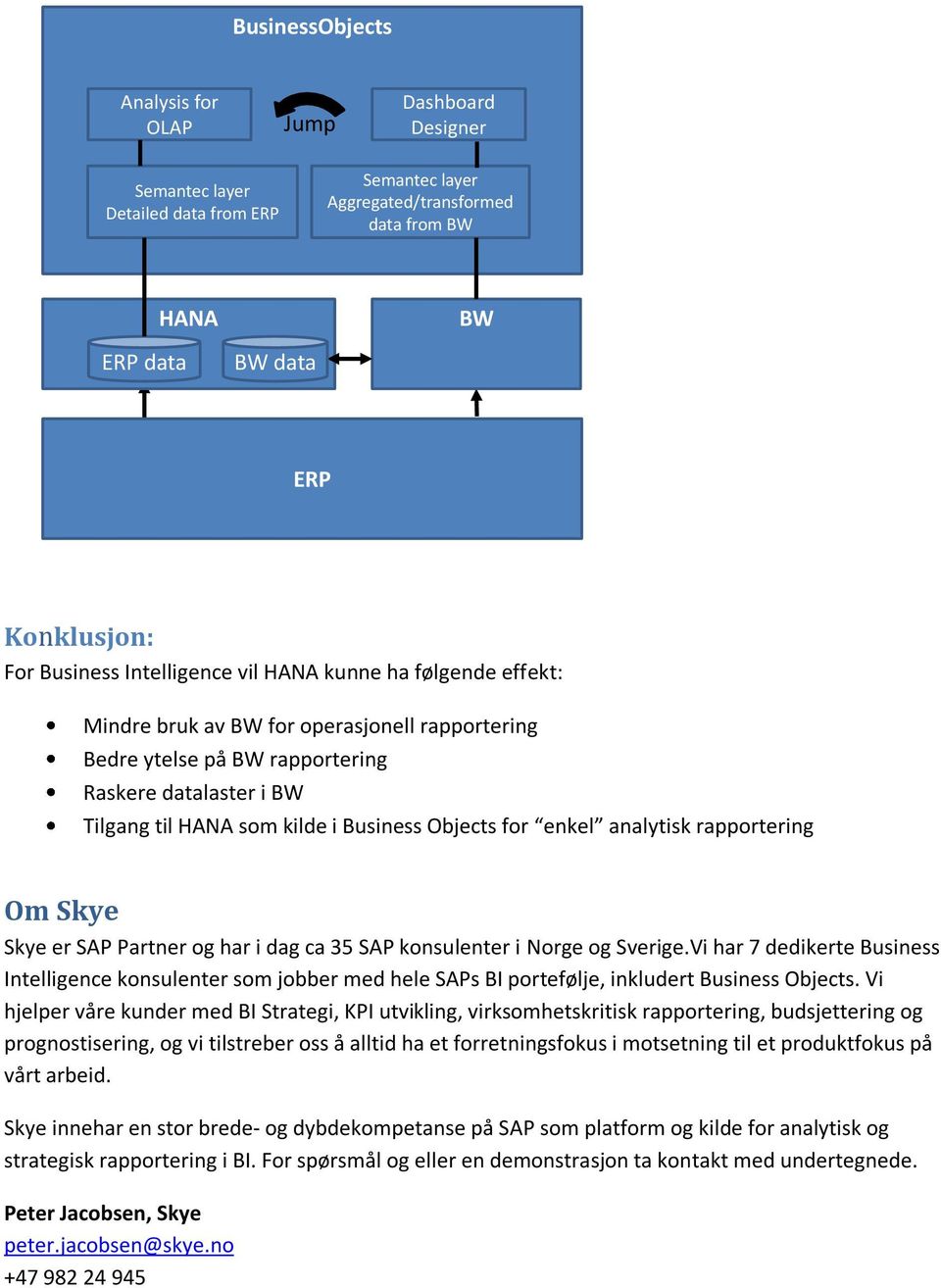 Objects for enkel analytisk rapportering Om Skye Skye er SAP Partner og har i dag ca 35 SAP konsulenter i Norge og Sverige.