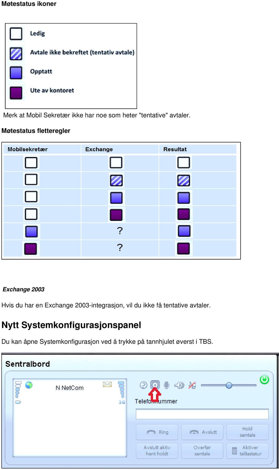 Møtestatus fletteregler Exchange 2003 Hvis du har en Exchange