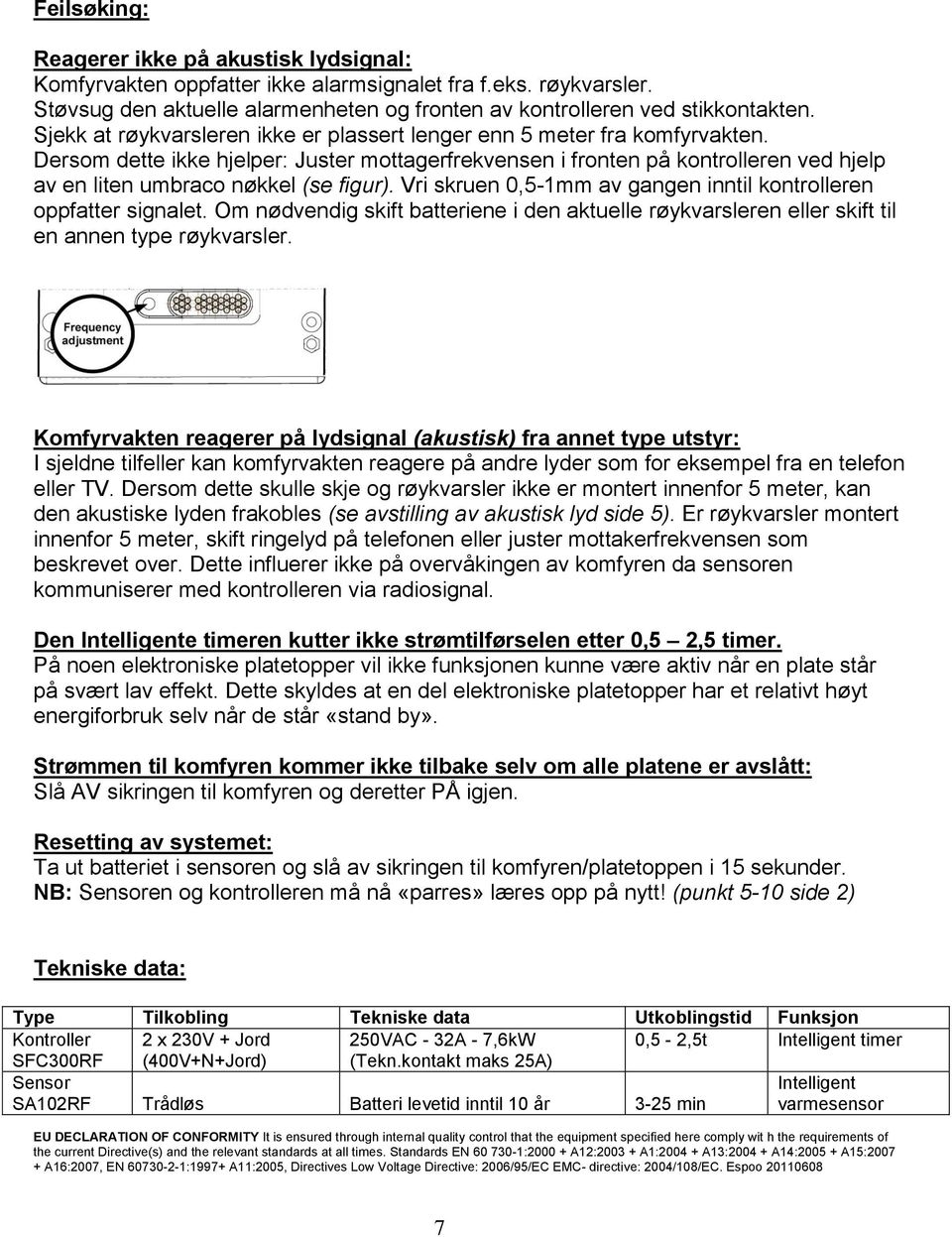 Dersom dette ikke hjelper: Juster mottagerfrekvensen i fronten på kontrolleren ved hjelp av en liten umbraco nøkkel (se figur). Vri skruen 0,5-1mm av gangen inntil kontrolleren oppfatter signalet.