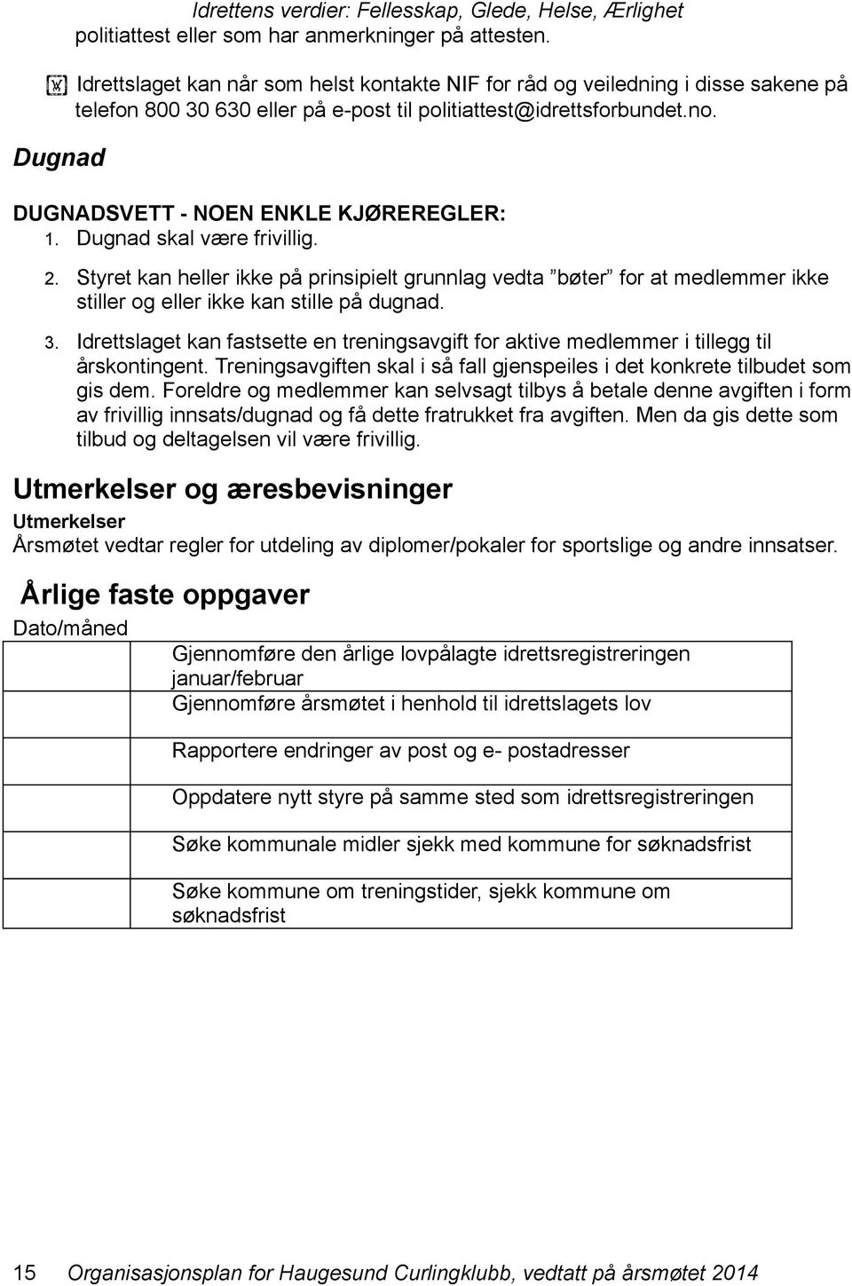 Dugnad DUGNADSVETT - NOEN ENKLE KJØREREGLER: 1. Dugnad skal være frivillig. 2.