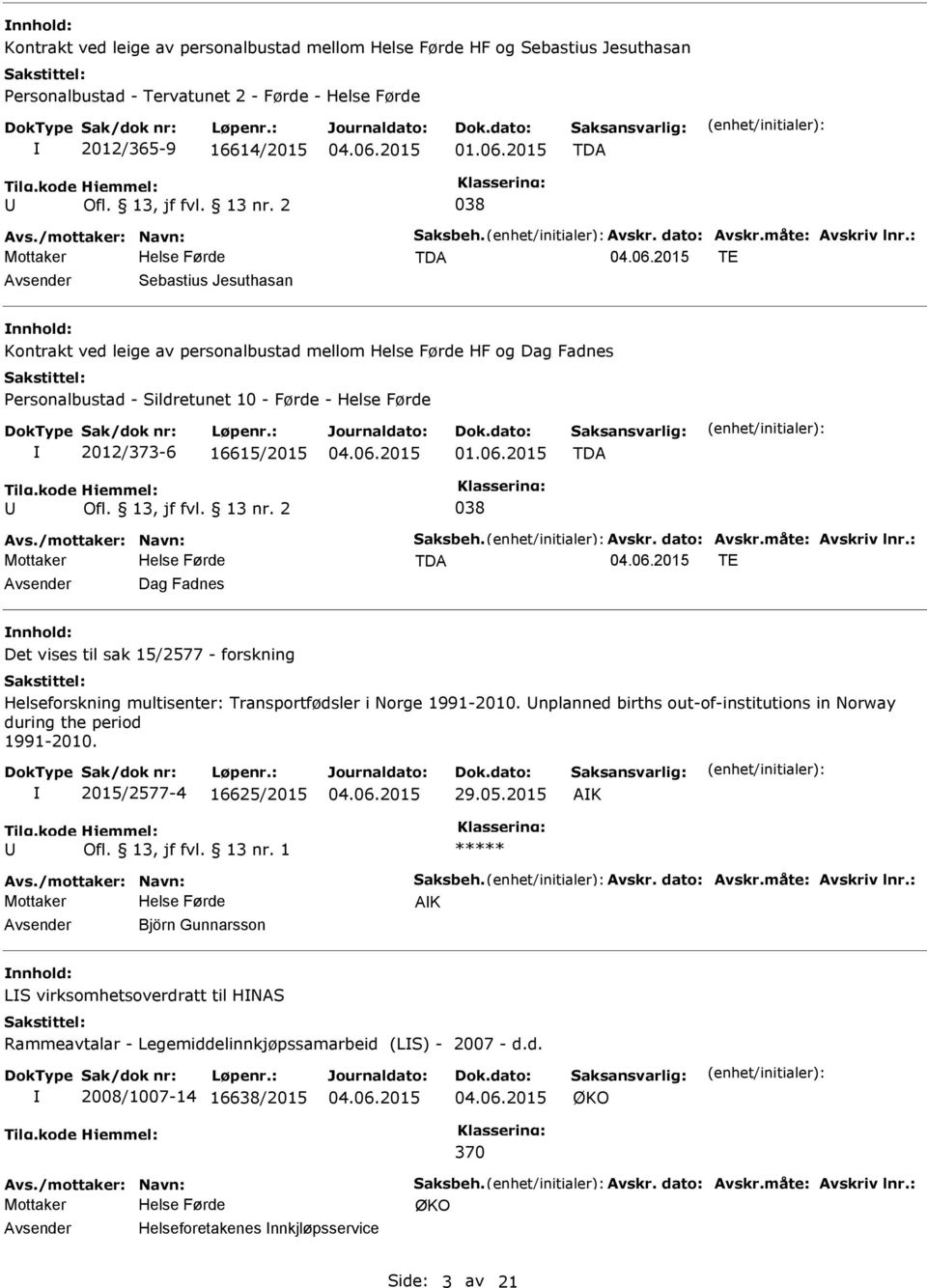 13, jf fvl. 13 nr. 2 038 Avs./mottaker: Navn: Saksbeh. Avskr. dato: Avskr.måte: Avskriv lnr.